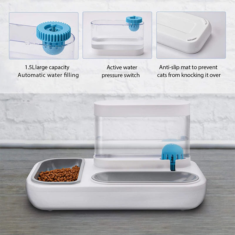 4-Style Pet Cat&amp;Dog Bowl with Automatic Drinking Fountain