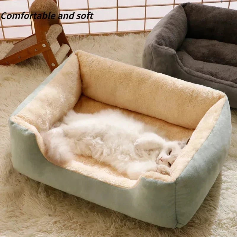 Cat &amp; Dog Square Mat - Winter Warm Plush Pet Bed