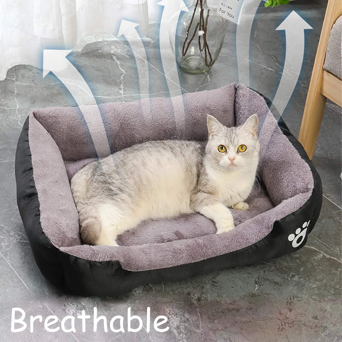 Color Square Winter Soft Pet Bed