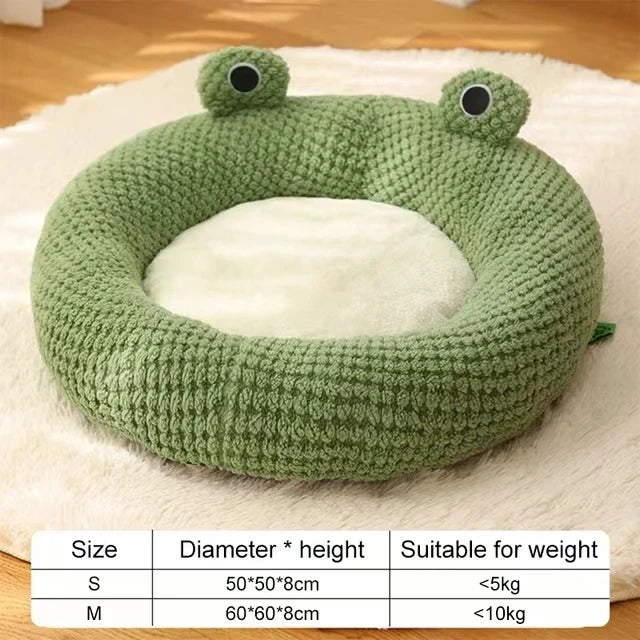 Cartoon Frog Plush Pet Bed for Cats &amp; Small Dogs