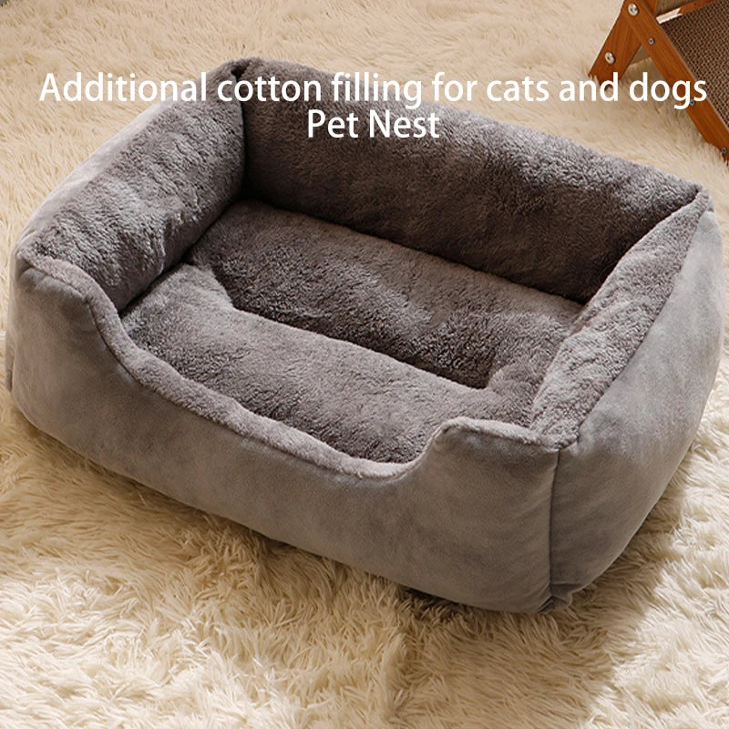 Cat &amp; Dog Square Mat - Winter Warm Plush Pet Bed