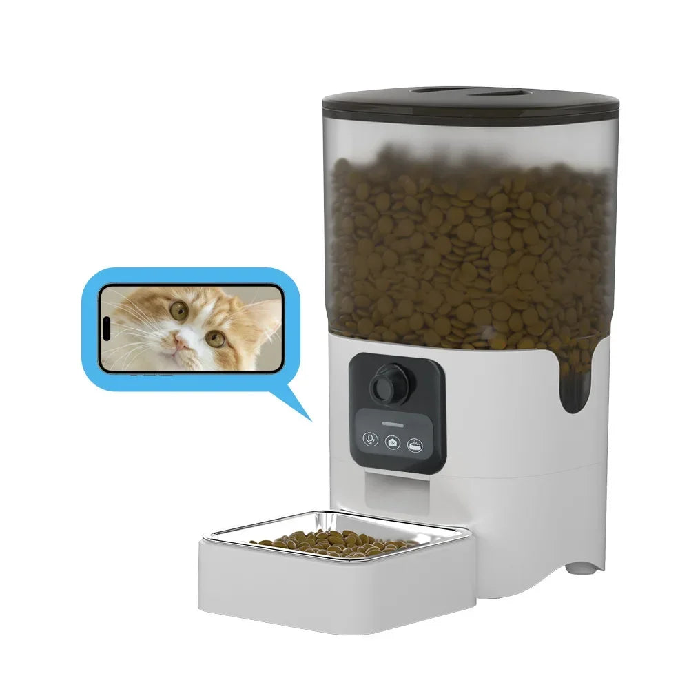 6L Timing Feeder APP Smart Pet Feeder Dog Food Automatic Dispenser with Camera Suitable for Small Cats and Dogs Remote Feeding