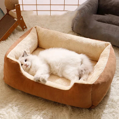 Cat &amp; Dog Square Mat - Winter Warm Plush Pet Bed