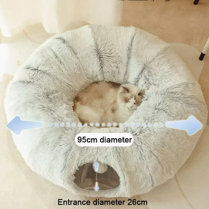 Plush 2 in 1 Cat Tunnel Bed