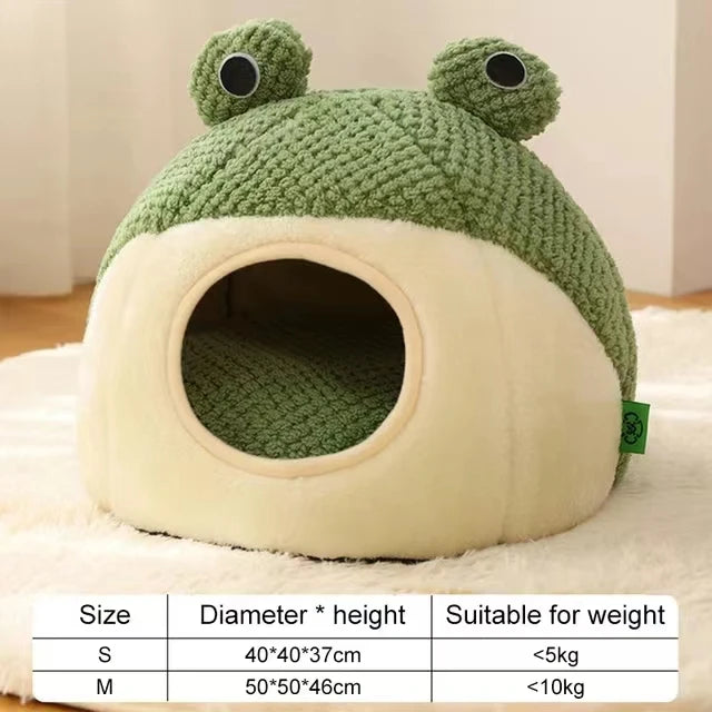 Cartoon Frog Plush Pet Bed for Cats &amp; Small Dogs