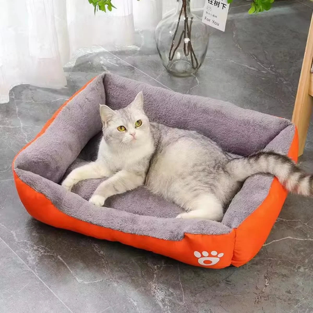 Color Square Winter Soft Pet Bed