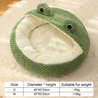 Cartoon Frog Plush Pet Bed for Cats &amp; Small Dogs