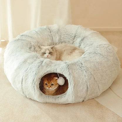 Plush 2 in 1 Cat Tunnel Bed