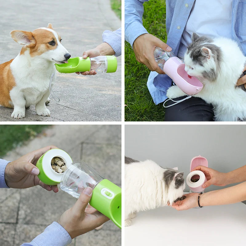 Pet Water Bottle with Feeder Bowl