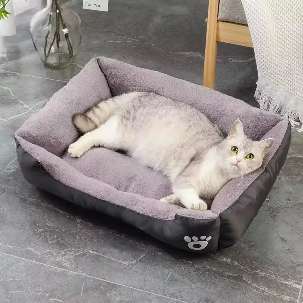 Color Square Winter Soft Pet Bed