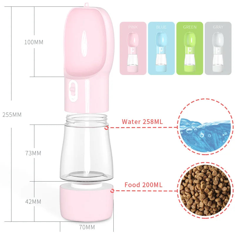 Pet Water Bottle with Feeder Bowl