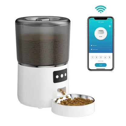 Automatic Pet Feeder 4L Capacity Smart Timer Tuya Control Food Dispenser with Stainless Steel Bowl Dogs Cats Feeding Supplies