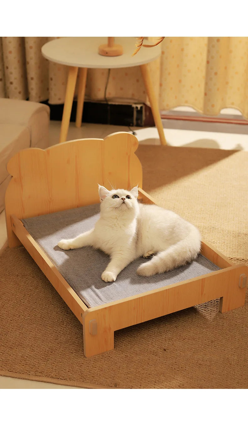 Wooden Elevated Cat Bed Nest