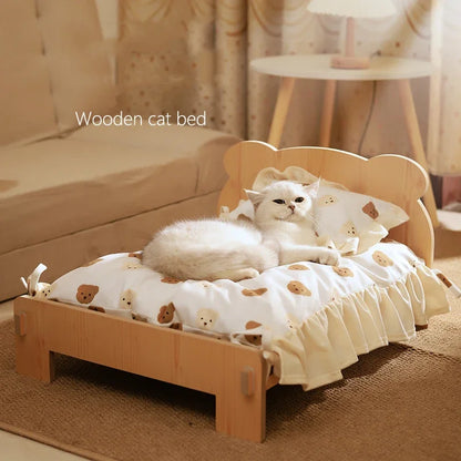 Wooden Elevated Cat Bed Nest