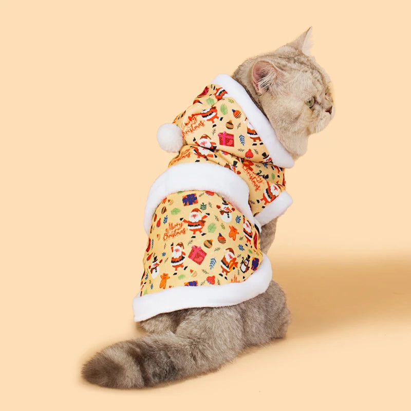 Christmas Cartoon Print Pet Hoodies for Cats &amp; Dogs