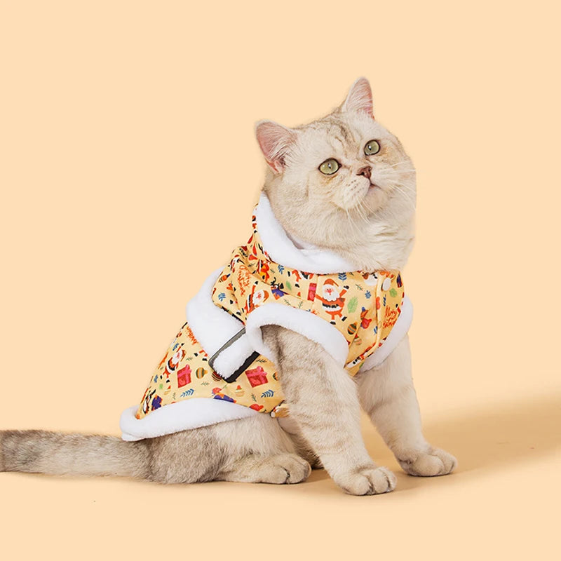 Christmas Cartoon Print Pet Hoodies for Cats &amp; Dogs