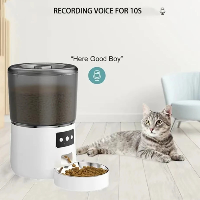 Automatic Pet Feeder 4L Capacity Smart Timer Tuya Control Food Dispenser with Stainless Steel Bowl Dogs Cats Feeding Supplies