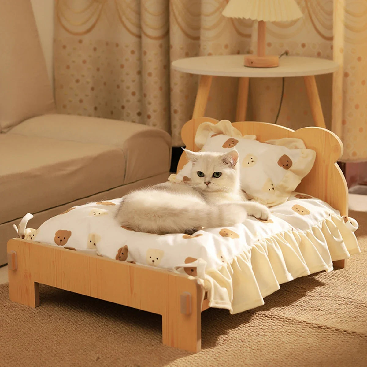 Wooden Elevated Cat Bed Nest